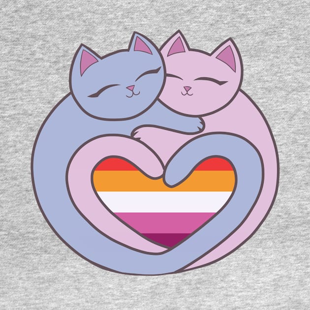 Lesbian Flag Heart Cats Kawaii by xenotransplant